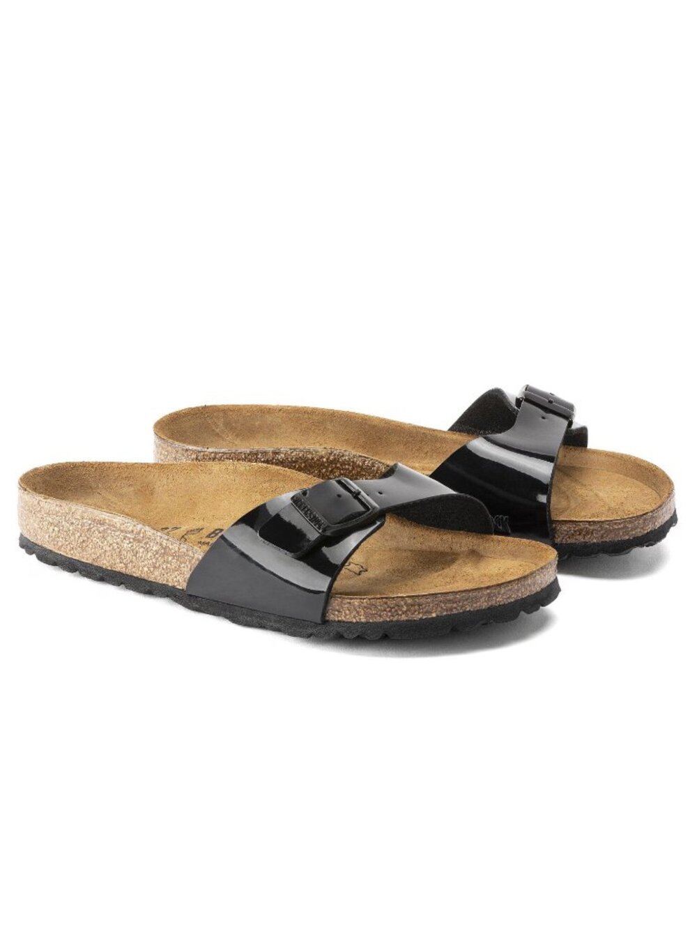 Birkenstock Black Patent Madrid Single Strap Sandals